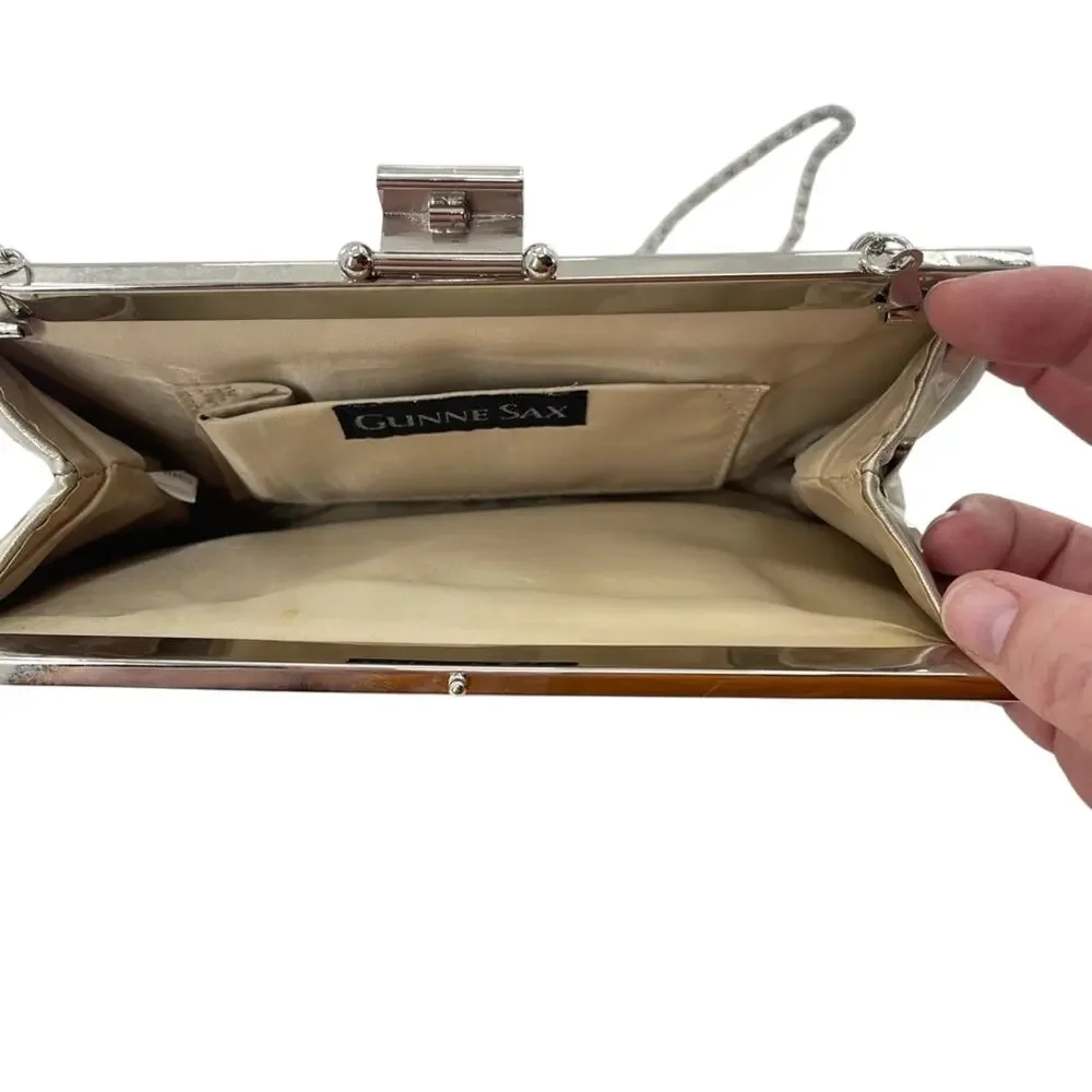 Gunne Sax Old Money Silver Vintage Clutch Chain Link Retro Purse